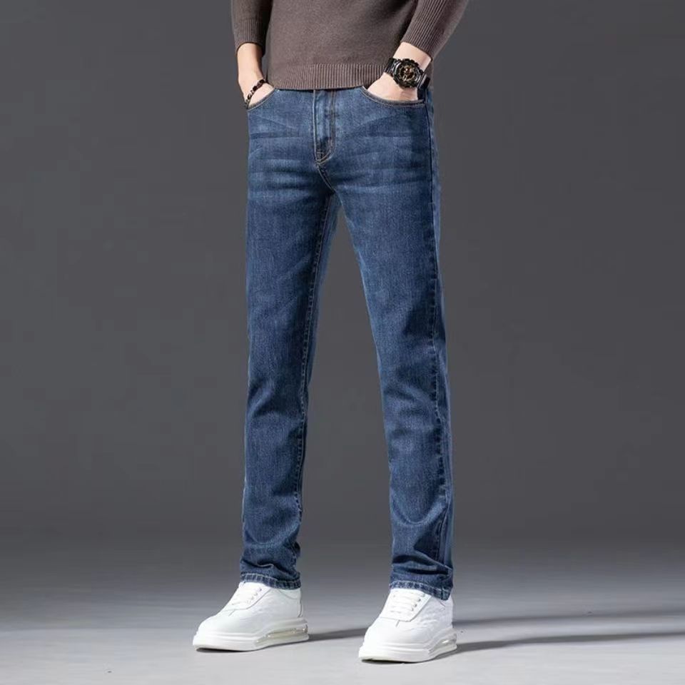 Джинсы мужские прямые брюки новые осенние и зимние универсальные модные брендовые мужские облегающие повседневные длинные брюки мужские