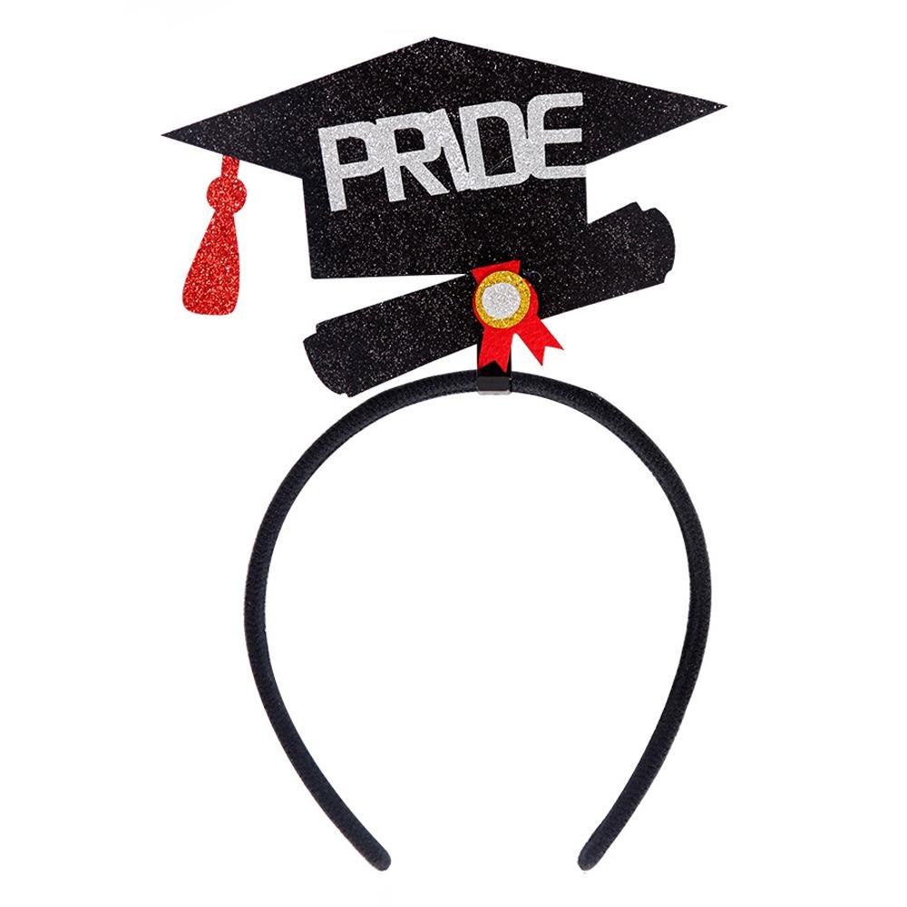 Celebrate Graduation Cap Headband Non-slip Colorful Bachelor Cap Hair Hoop Personality Shiny Doctoral Hat Headdress