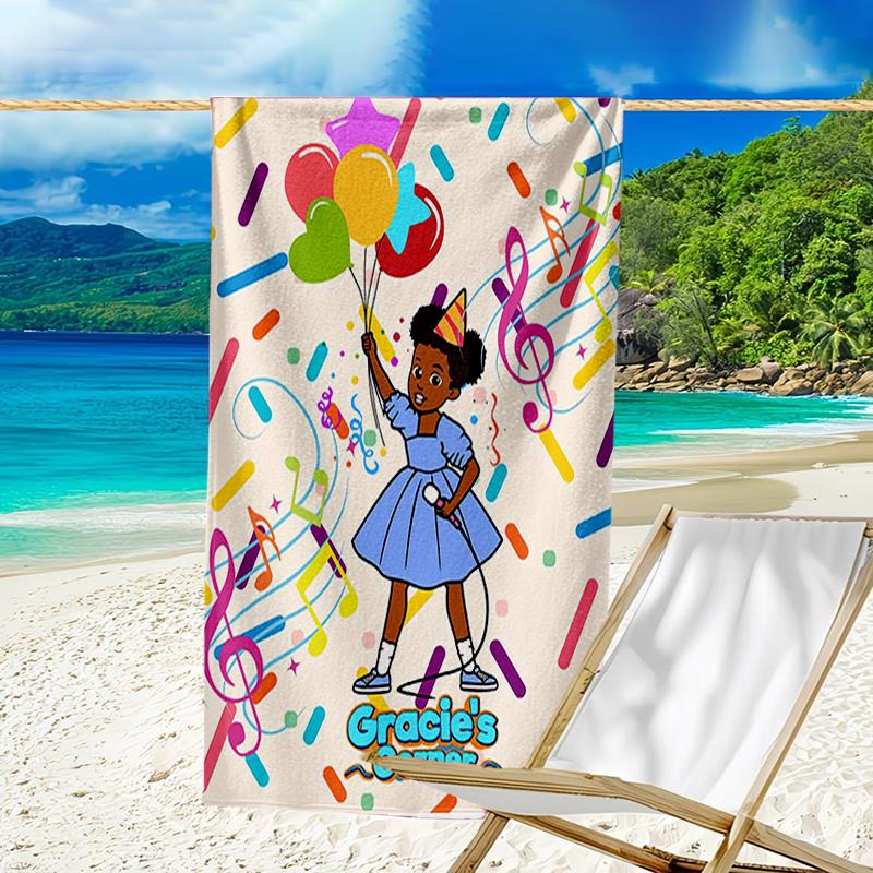 proof beach towel with a Gracie's Corner pattern - soft,absorbent,quick-drying,machine washable - perfect for swimming,camping,bathing