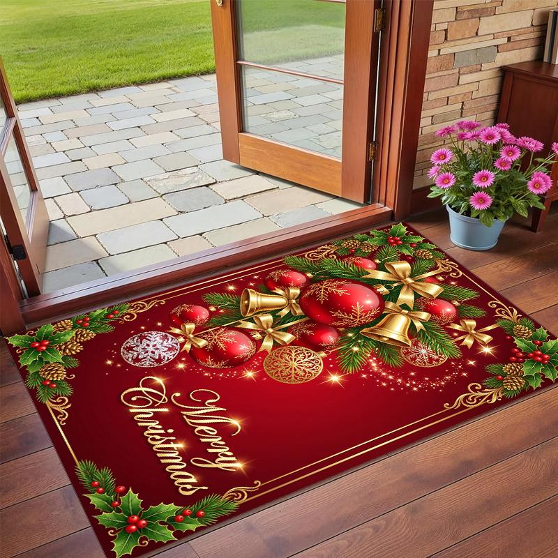 Christmas Printed Square Area Rug Soft Non Slip Floor Carpet For Bedroom Holiday Gift