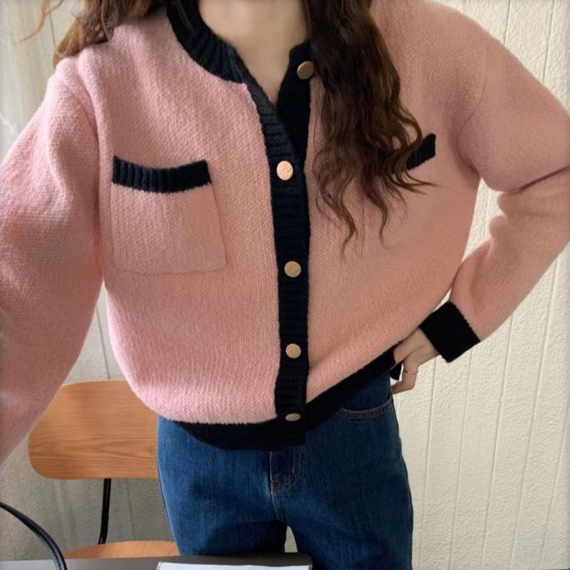 Осенний новый винтажный вязаный свитер с круглым вырезом, кардиганы для женщин, элегантный повседневный однотонный свободный вязаный кардиган, пальто для женщин, модные зимние свитера 25535