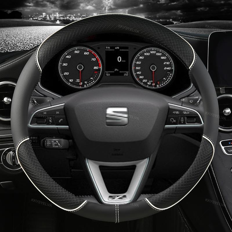 Чехол на руль автомобиля из микрофибры и кожи 38 см Нескользящий для Seat Tarraco Arona Ateca Ibiza Toledo Mii Leon Arosa Exeo ST FR sfylr11