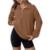 Women's Fashion Solid Color Zipper Lapel Solid Color Casual Sweatshirt Loose