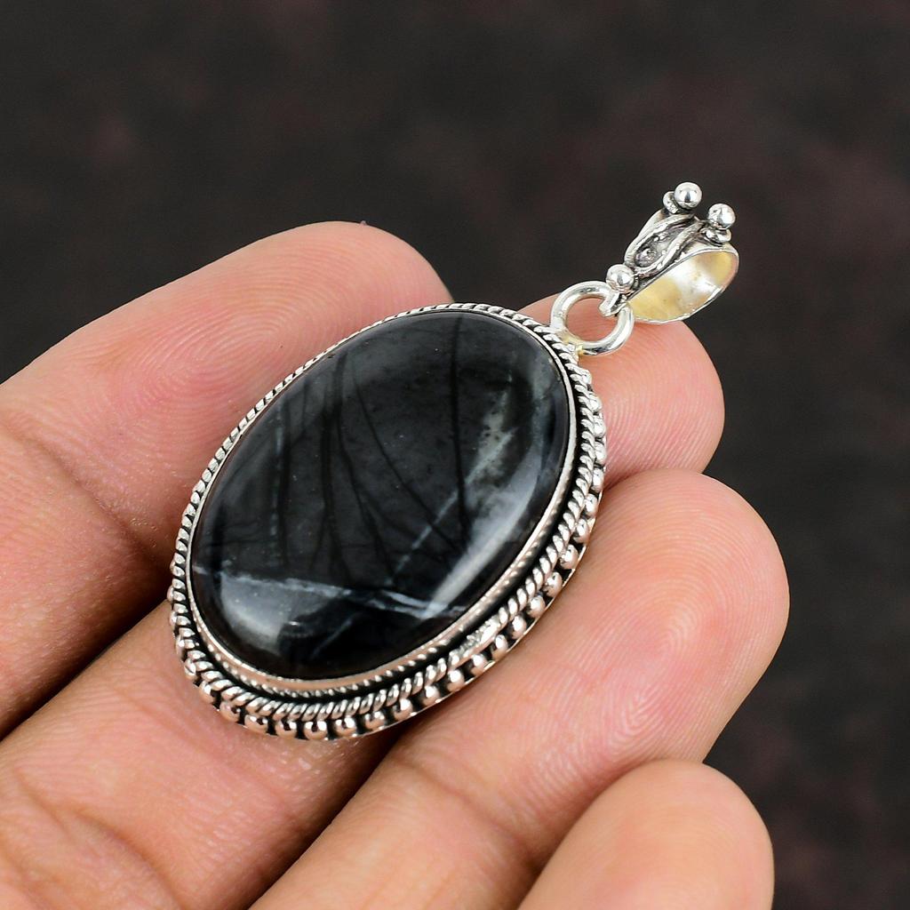Подвеска из яшмы Пикассо, подвеска из натурального драгоценного камня ручной работы, подвеска из стерлингового серебра 925 пробы, антикварная подвеска, ювелирные изделия из яшмы Пикассо, подарки на помолвку