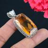 Citrine Gemstone Pendant Solid 925 Sterling Silver Pendant Jewelry Gift For Unisex