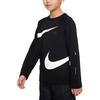 Nike Свитшот детский Swoosh Удобный Рубчатый Мягкий С длинным рукавом Черный Белый DV8119-010
