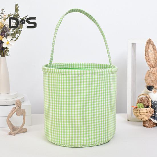 Пасхальное ведерко в клетку для детей, сумка для хранения в детской, подарочная корзина для новорожденных с ручкой для вечеринок по поиску пасхальных яиц