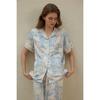 New cotton satin small fresh sky print Korean version women's summer short-sleeved trousers set loungewear
