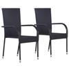 VidaXL Stackable Outdoor Chairs 2 Pcs Woven Resin Black