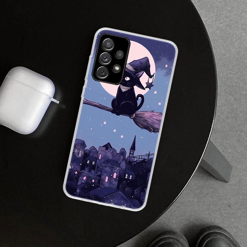 Милый черный котик Мяу Чехол для телефона Samsung Galaxy A17 A16 A26 A36 A56 A57 A37 A15 A25 A35 A55 A14 A24 A34 A54 A13 A23 A33