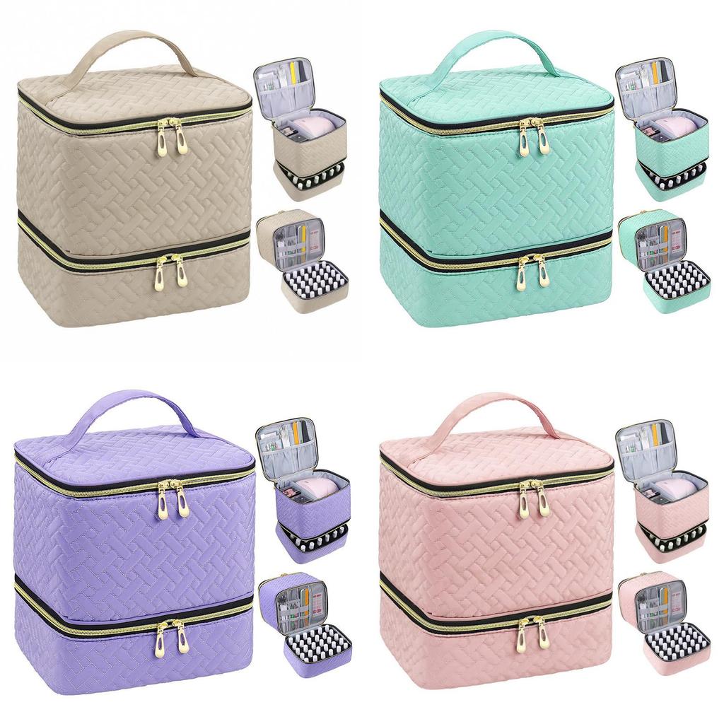 Elegant Dual Layer Makeup Case With Logo Printing For Women And Beauty Enthusiasts