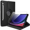 Case + Tempered Glass - BOOLING - for Samsung Galaxy Tab S9 - 360° Rotating - Multi-Angle - Black