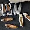 Flat-bottomed French Ballet Small Silver Ladyshoes Female Nana Home 2025 Spring New Light-mouth Bow Square Head Soft-soled Single Shoes