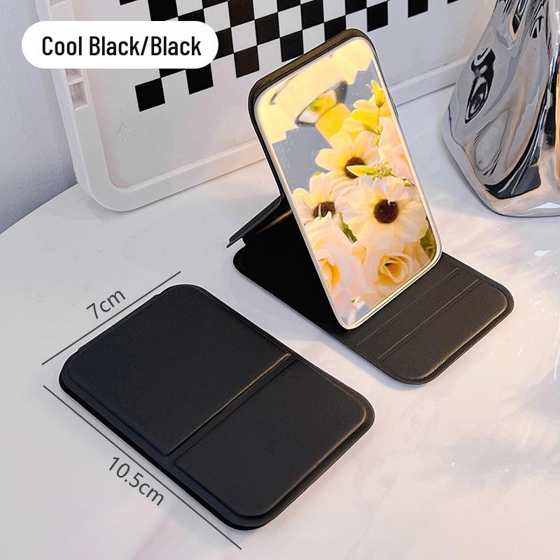 "Компактное двустороннее складное карманное зеркало": Увеличительное и Стандартное для Портативного Макияжа".