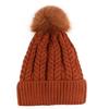 New solid color wool knitted hat women's autumn and winter warm hemming winter twist hairball wool hat men