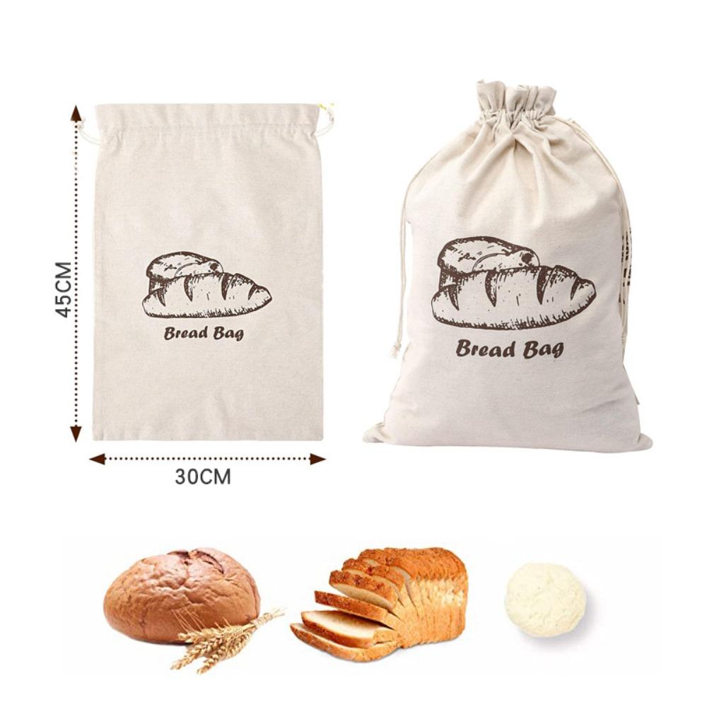Reusable Linen Bread Bag Oxford Cloth Drawstring Bag Durable Bread Storage Bags Kitchen Supplies
