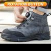 Новые вращающиеся кнопки мужские рабочие ботинки стальной носок защитная обувь защитные ботинки мужские анти проколы анти разбивание защитная обувь