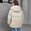 PINK CHIC 2024 Новая женская зимняя короткая куртка Зимнее толстое хлопковое пальто с капюшоном Женское свободное пуховое пальто W9073