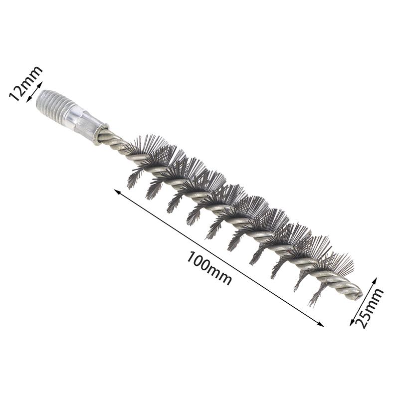 1 шт. Щетка для чистки дымохода, полировка труб, 10-50 мм, резьбовая проволочная щетка, металлическая ручка, щетка из нержавеющей стали