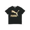 Puma Классическая спортивная футболка с коротким рукавом и круглым вырезом с логотипом, женские топы, черные 530005-61