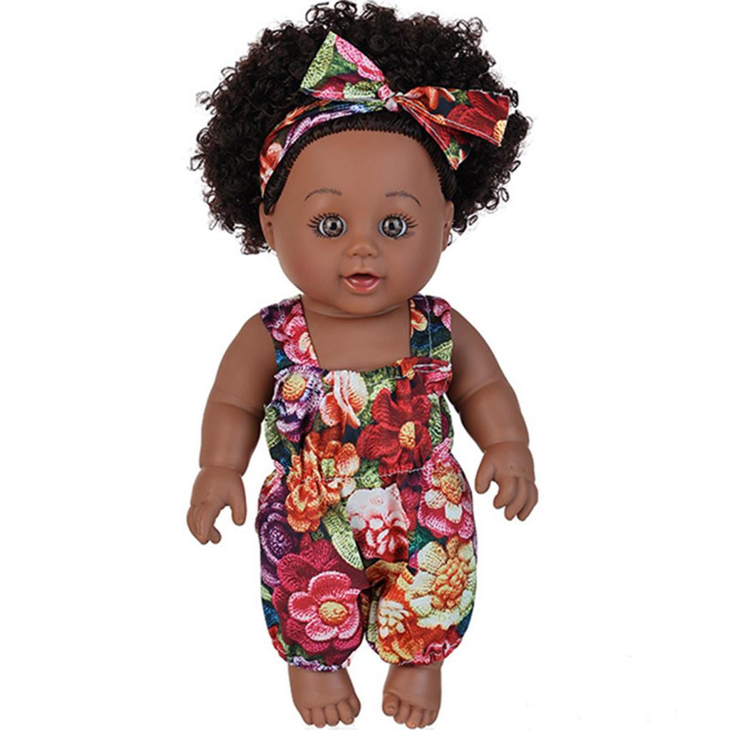 12-дюймовая мягкая виниловая афроамериканская кукла с модной прической афро для детей, коллекционеров, для украшения детской комнаты