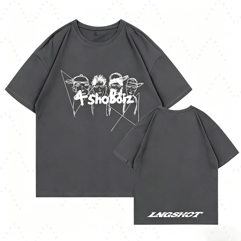 LNGSHOT Member Portrait Graphic T-Shirt Ohyuan Woojin Louis Ryul Kpop Fashion Retro Shirt Summer Men Women Motorcycle T-shirts