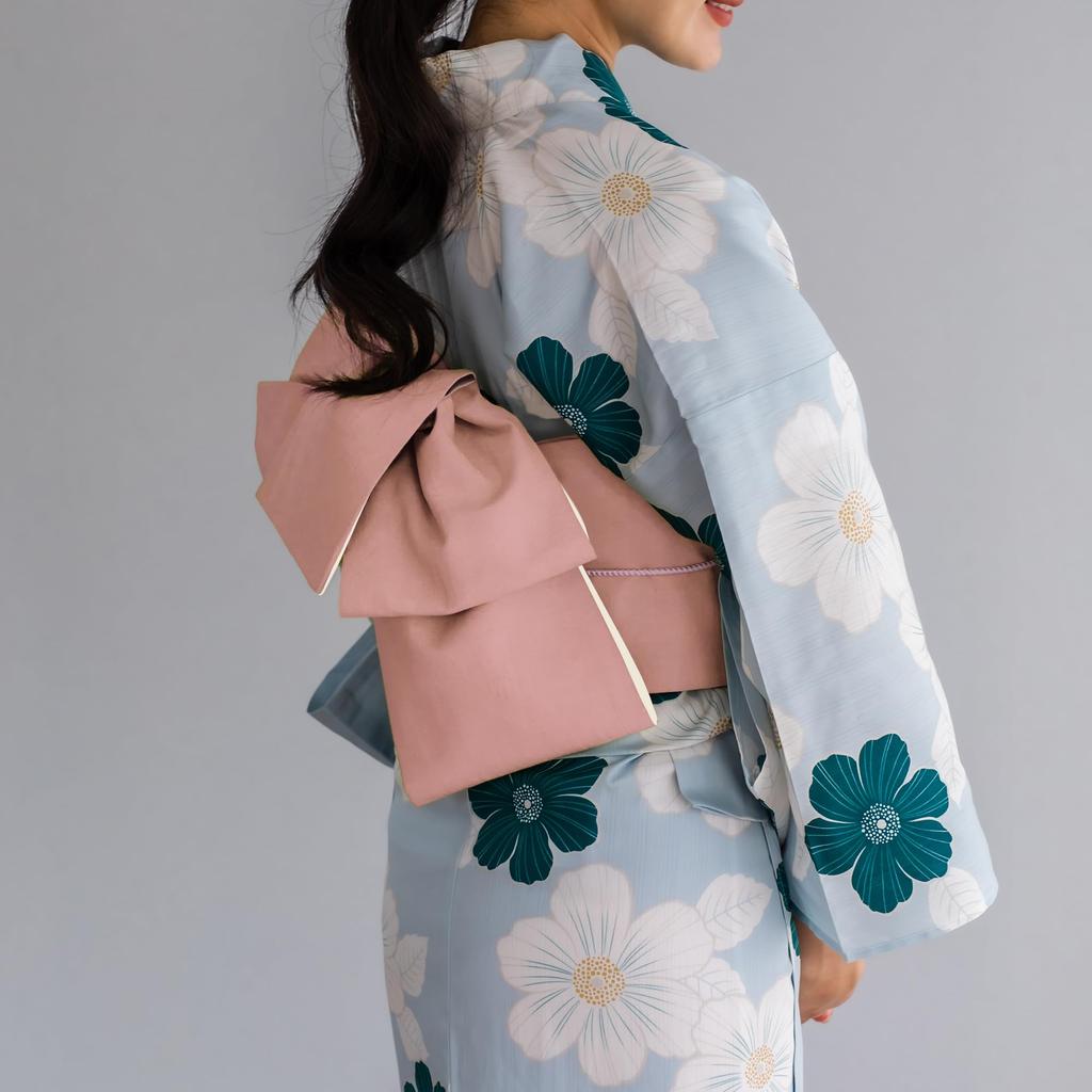 Plain Linen Yukata Narrow Linen Summer Kimono [kimono Cafe] Half-Width Obi, Obi, Obi, Fabric, (Pink)