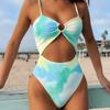 Женское бикини Tie Dye Полое цельное тонкое монокини с высокой талией Купальники для пляжа