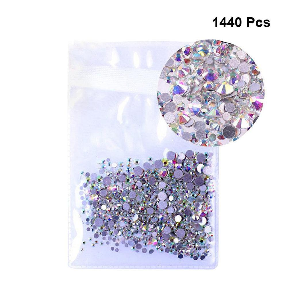 1440Pcs Crystal Ab Round Nail Art Rhinestones 2.0mm Flat Back Mixed Colors 3D Nail Decoration Art Accessories Rhinestones
