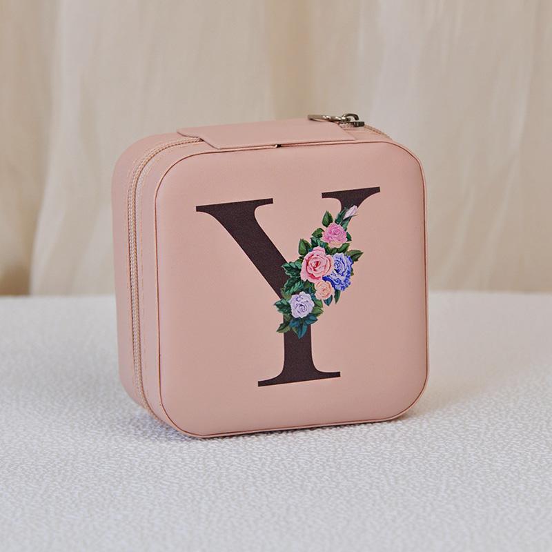 1PC Jewelry Boxes for Wedding Party Black Alphabet Personalized Pink Gift Box Jewellery Holder Jewelry Organizer Case