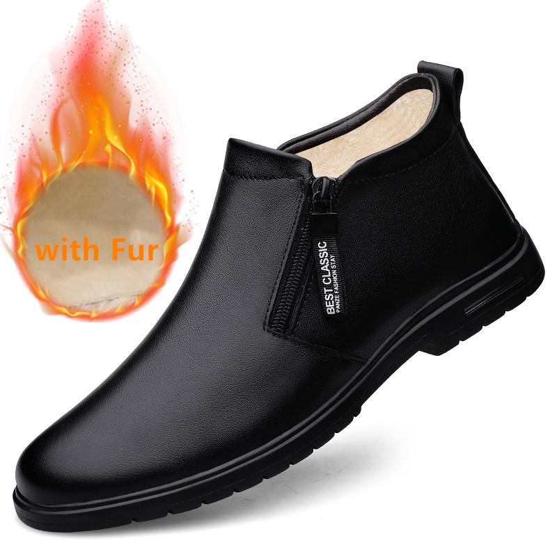 Новые мужские ботинки 2024 года, удобные теплые модные ботильоны, повседневные мужские кожаные ботинки, деловые мужские зимние ботинки, кожаные ботинки на платформе