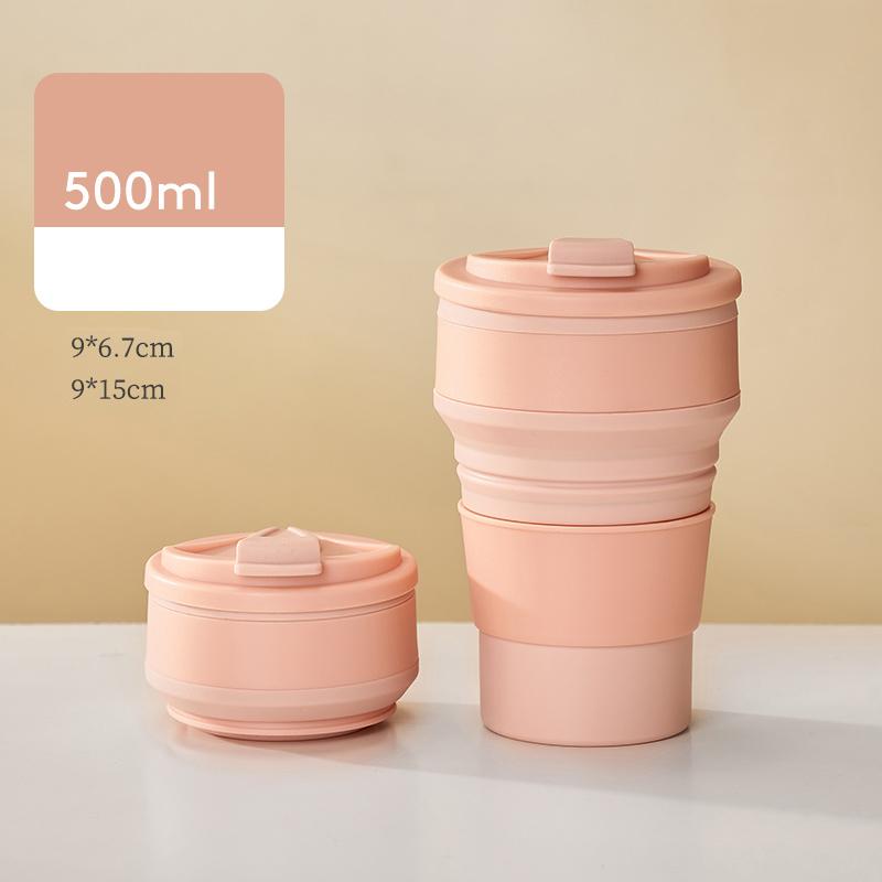GIANXI многоразовые силиконовые складные чашки с крышкой для кемпинга 350 мл 500 мл портативные складные кухонные кофейные чашки для путешествий