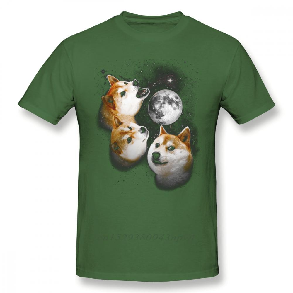 Футболка с принтом Three Doge Moon Shiba Inu для мужчин, мягкая, с круглым вырезом, модная, уличная одежда в стиле Харадзюку