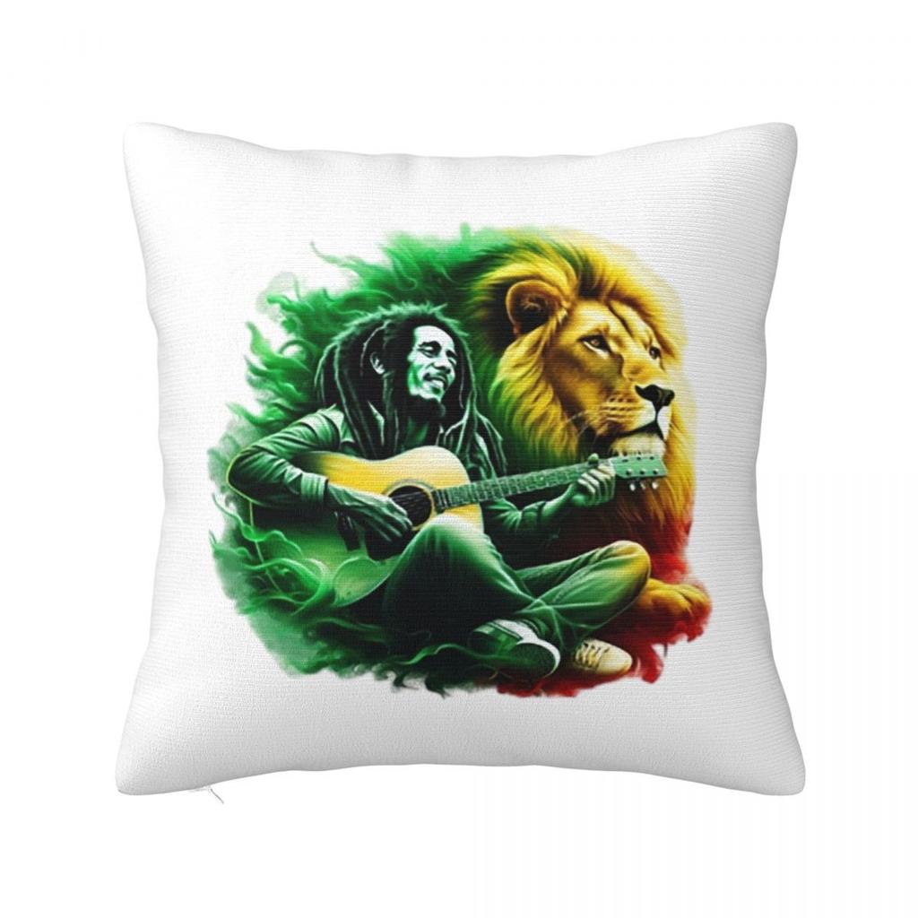 Bob Marley One Love Square Pillowcase Pillow Cover Polyester Cushion Zip Decorative Comfort Throw Pillow for Home Bedroom