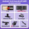 11,26-дюймовый Автомобильный видеорегистратор Android 14 4G+64G 4G LTE WIFI Видеорегистратор Carplay Android Auto Двойная камера Запись 1080P Поддержка Youtube Netflix