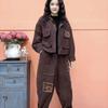 Plus Velvet Thickened Casual Suit Women's Autumn and Winter Fashion Super Thick Warm Short Jacket Harem Pants Two-piece Suit