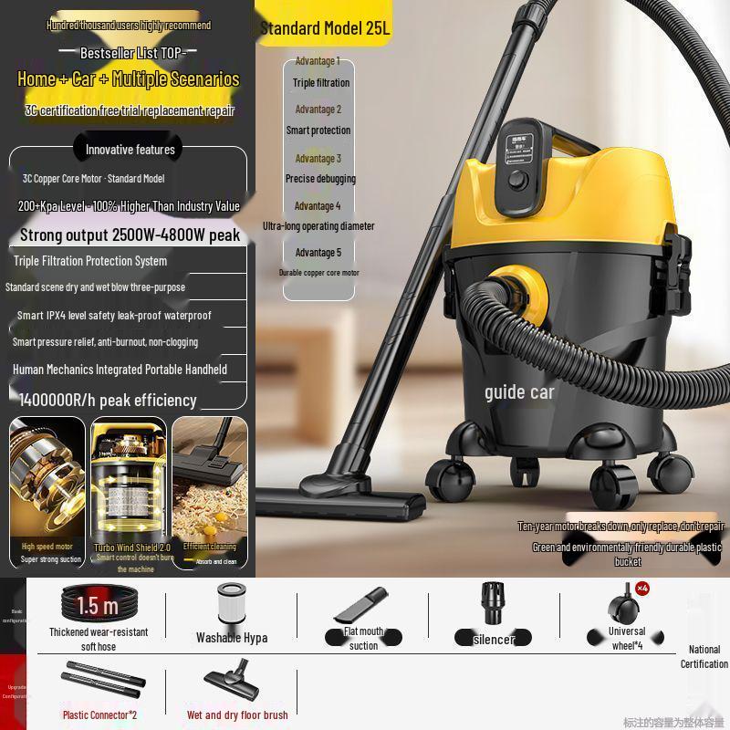 Versatile Industrial & Household Vacuum Cleaner: Powerful Suction, Wet/Dry Use for Cars & Initial Cleaning