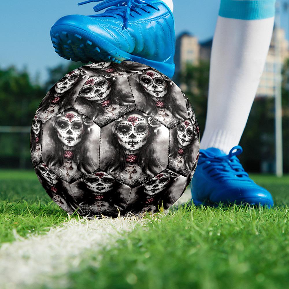 Mexico Skull Indoor Soccer Ball Size 5 Colorful All Ages Machine Stitched PVC Competition Ready Durable High-Bounce