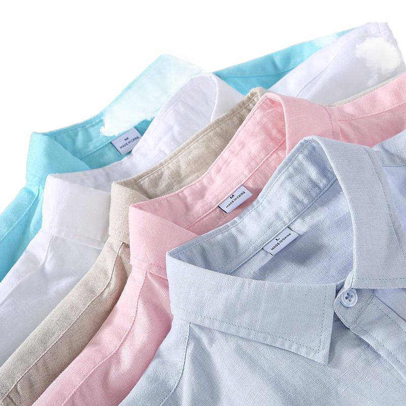 Мужская летняя льняная куртка-рубашка для защиты от солнца - Тонкая, с длинным рукавом, смесь хлопка/льна, повседневный верхняя одежда