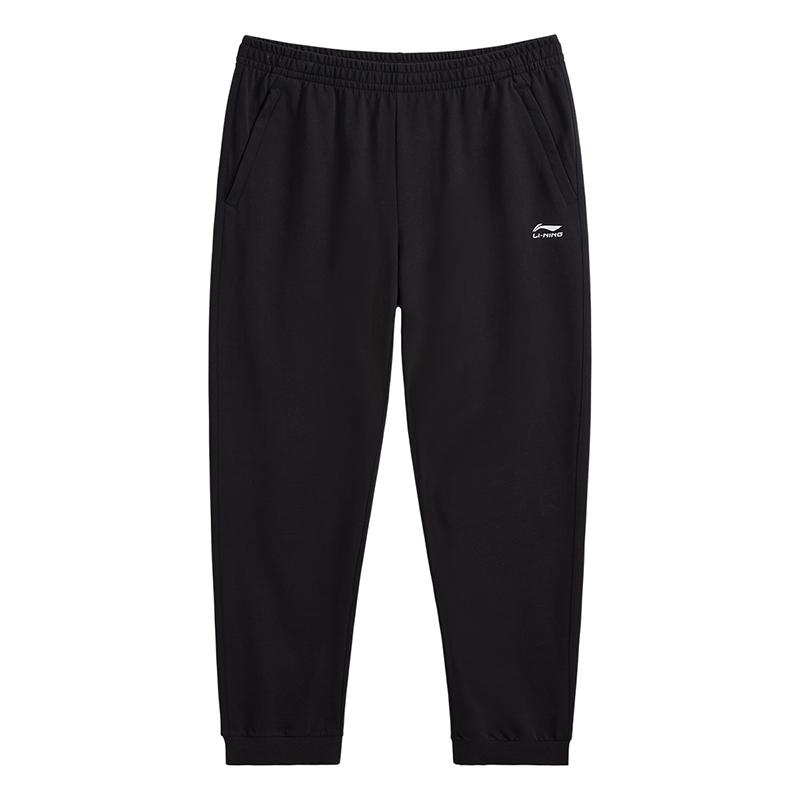 Li-Ning Уличные Удобные Простые Логотип Однотонные Дышащие Прямые Свободные Универсальные Повседневные Вязаные Спортивные Штаны Унисекс Штаны Черные AKLVA41-1
