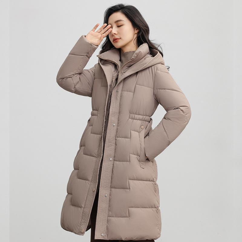 Модная однотонная хлопковая одежда с капюшоном, женская зимняя одежда большого размера, талия мм, тонкое хлопковое пальто