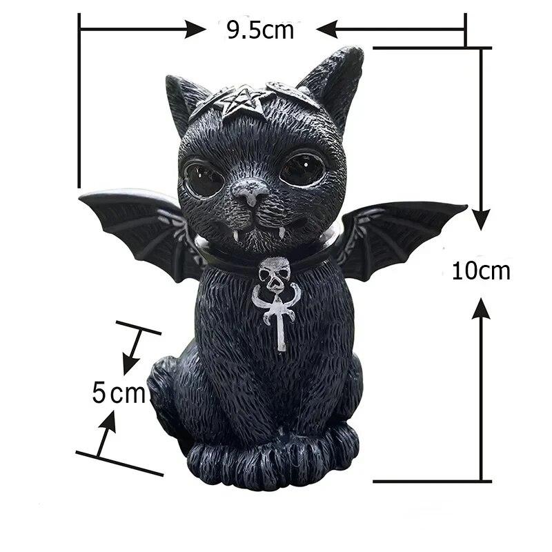 Статуя черной кошки, таинственная милая фигурка кошки, ведьмы, кошки, ведьмы, украшение для стола, ручная роспись, скульптура для Хэллоуина, 1 шт.