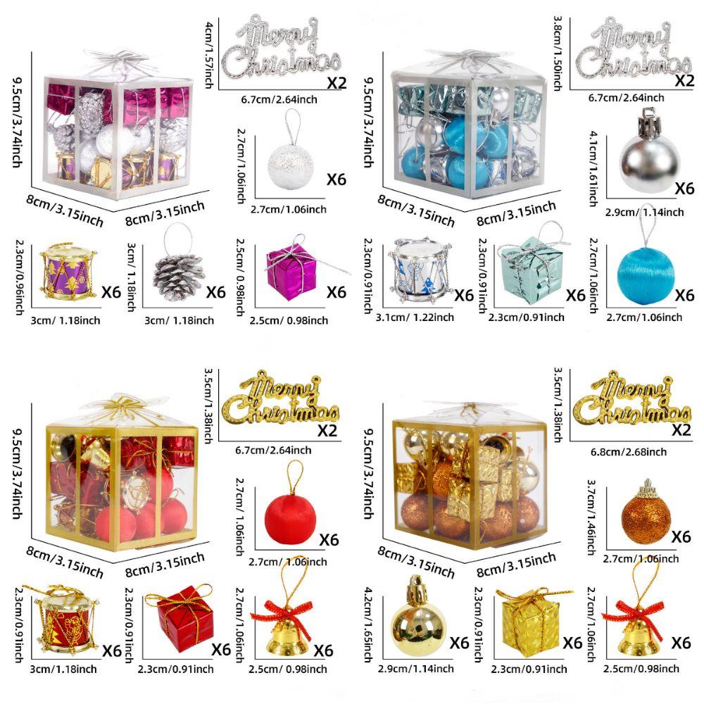 26/32PCS Mixed Pattern Christmas Hanging Decoration Xmas Ball Bell Drop Ornaments Party Supplies