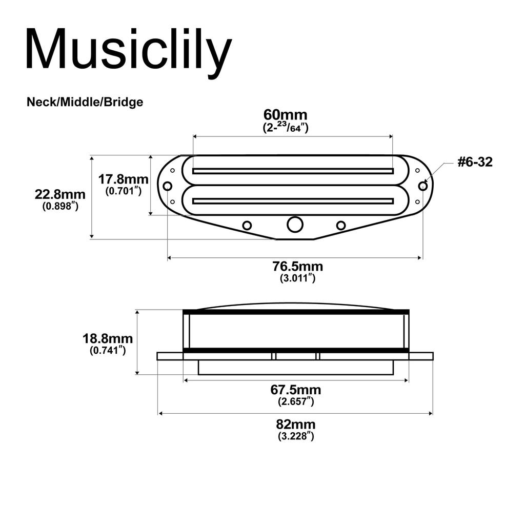 Musiclily Pro Alnico 5 Humbucker Super Distortion and Bridge Pickup Set for Strat Electric Guitars with Cream Body and Chrome Rails ST-DPHA