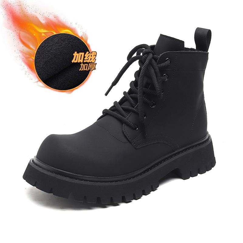 Мужские ботинки мартин осень и зима новые полусапоги большеголовые британский стиль на толстой подошве повседневные с внутренней танкеткой рабочие ботинки 32059-R