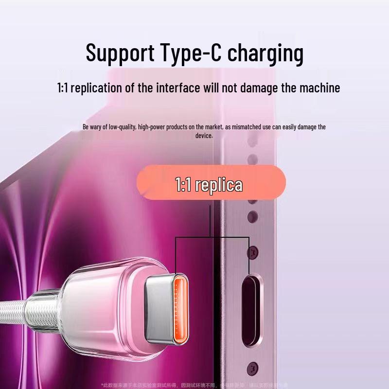 Быстрый зарядный кабель Type-C 240 Вт, градиентный, совместимый с Apple, Meizu, Vivo 6A