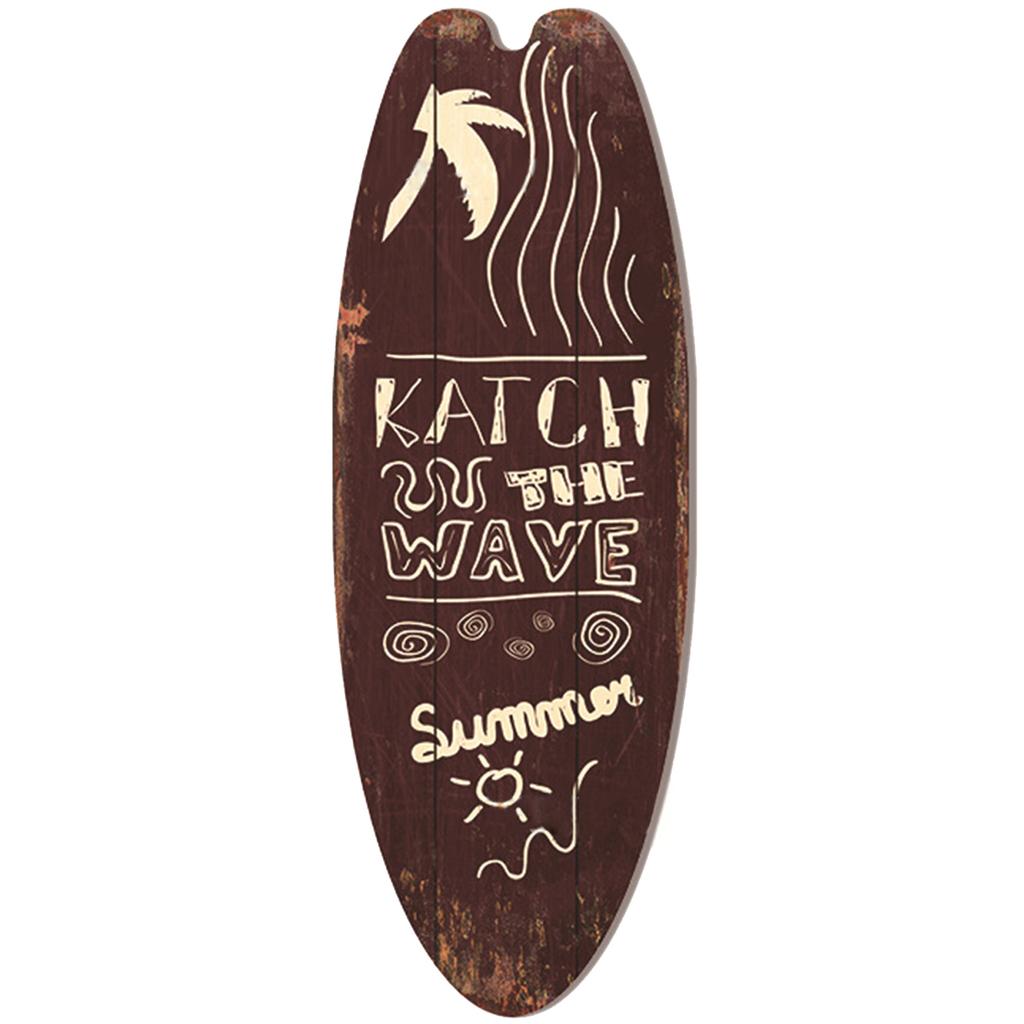 Retro Wooden Surfboard Beach House Decorative Plaque Wooden Sign with Ocean Theme for Home and Office Decoration