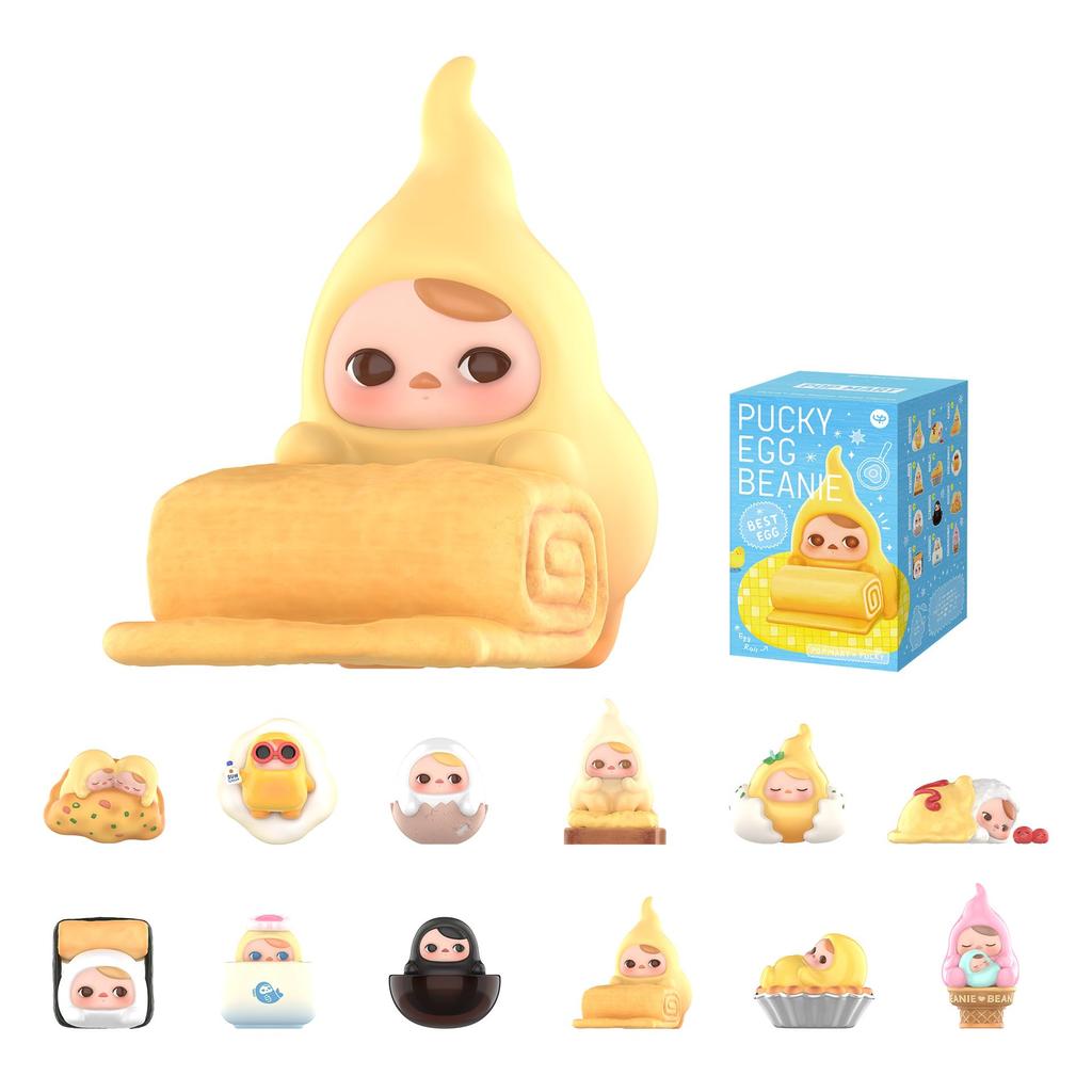 POP MART PUCKY Egg Beanie Series Pop Mart Gachapon Blind Box Figure Plastic Model Premium Toy PVC Soft Vinyl Original Character Birthday Gift (1