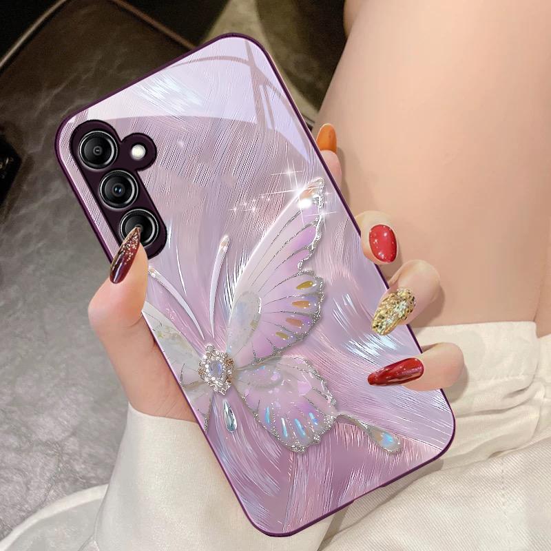 Beiwen Милая Бабочка Для Samsung Galaxy A14 4G 20 30 52 20S 21S 22 A32 33 34 42 50 51 53 54 70 71 72 73 5G Стеклянный Чехол Для Телефона