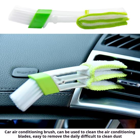 Мини-щетка для чистки вентиляционных отверстий автомобиля, ручка для автомобильной вентиляции, двухсторонняя насадка из микрофибры, очиститель кондиционера, инструмент для удаления пыли и детализации